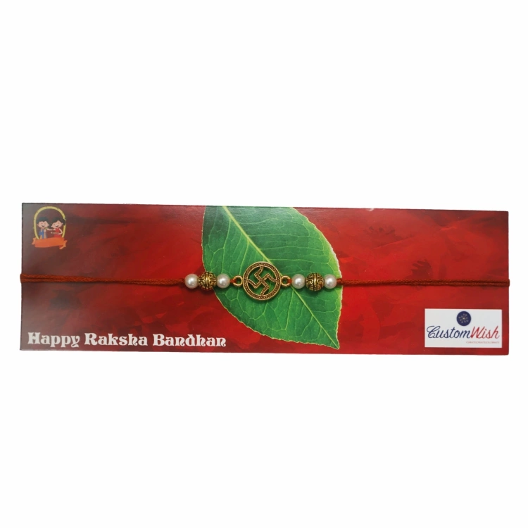 Shop Traditional Metal Swastik Oval Design Rakhi